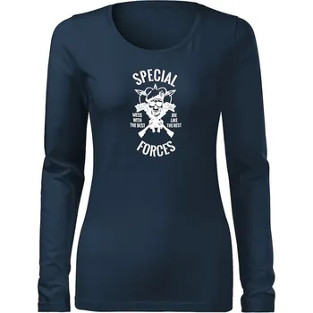 Dámské tričko DRAGOWA Slim dámské tričko s dlouhým rukávem special forces, tmavě modrá160g / m2