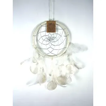 Lapač snů Lapač snů bílý s kolečky z mušlí 16 cm