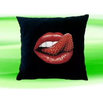 Dekorativní polštářek Polštářek jahodová pusa (jazyk jahoda , pusa )