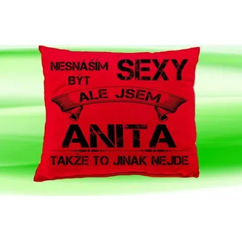 Dekorativní polštářek Polštář se jménem ANITA Červený (polštářek nesnáším být sexy ale jsem ???)
