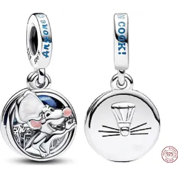 Přívěsek Charm Sterlingové stříbro 925 Disney Pixar Ratatouille krysák Remy 2v1, přívěsek na náramek film