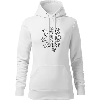 Dámská mikina DRAGOWA dámská mikina s kapucí český lev, bílá 320g/m2