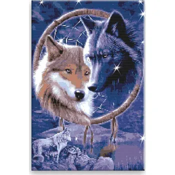 Diamantové malování Diamantové malování - Vlci ve snu - 40x60 cm, bez dřevěného rámu - CZ výroba