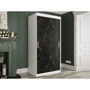 Šatní skříň Posuvná šatní skříň Nonnus 100 T, Úložný prostor: ne, Barva: bílá matná / černá mramor MIRJAN 5903211109614