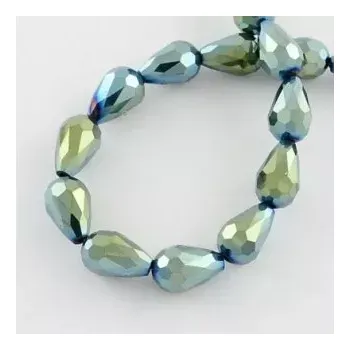 Materiál na výrobu šperku korálek broušený, tvar hruška zelená