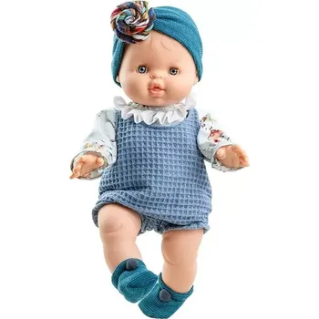Panenka Realistická panenka Blanca v modrých šatech od firmy Paola Reina ze Španělska (LOS GORDIS 34 cm)