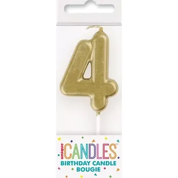 Dortová svíčka Svíčka dortová číslo 4 malá zlatá