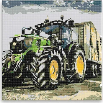 Diamantové malování Diamantové malování - Traktor na poli - 40x40 cm, bez dřevěného rámu - CZ výroba