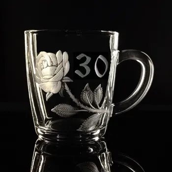 Sklenice Hrníček 300ml, k 30 narozeninám - ručně ryté (broušené), dárková krabička