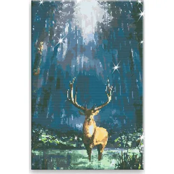 Diamantové malování Diamantové malování - Jelen v jezírku - 40x60 cm, plátno vypnuté na rám - CZ výroba