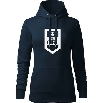 Dámská mikina DRAGOWA dámská mikina s kapucí army girl, tmavě modrá 320g/m2