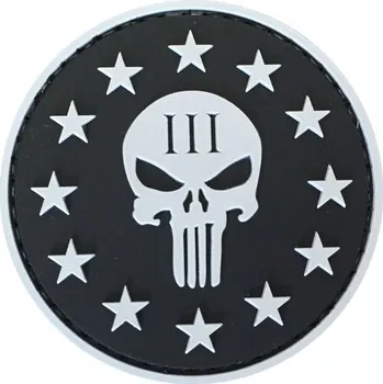 Nášivka WARAGOD Nášivka 3D Round Shape of Three Percenter Punisher černá 6cm