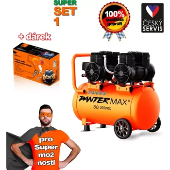 Kompresor PANTERMAX®AirFlow® 56 SILENT SET1 bezolejový tichý kompresor + 5-dílná pneu sada