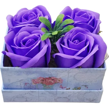 Mýdlo Ostatní Dekorace Mýdlové květy růží 4ks Fialková box