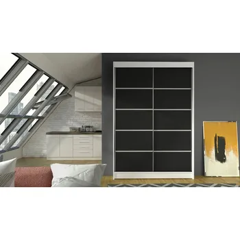 Šatní skříň Posuvná šatní skříň Parys IV, Barva: bílá / černá, Osvětlení: bez osvětlení MIRJAN 5902928735048