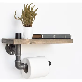 Koupelnový nábytek Police na toaletu AMANNDA, černá/vlašský ořech + vyzvednutí ZDARMA