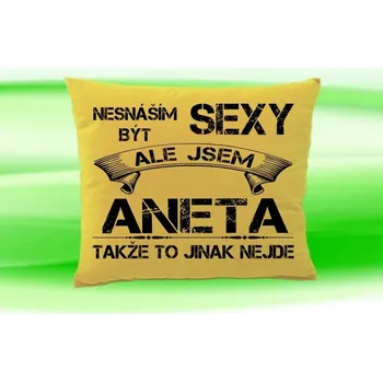 Dekorativní polštářek Polštář se jménem ANETA (polštářek nesnáším být sexy ale jsem ???)