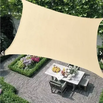 Stínicí plachta Stínící síť proti slunci, písková, 3,7 x 3,7 m (Písková sluneční plachta ve tvaru čtverce, 160 g/m2)