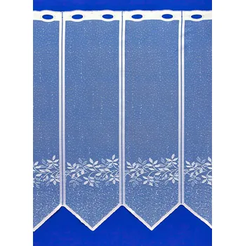 Záclona Žakárová vitrážová záclona V909, lístečky, s bordurou, bílá, výška 40cm (v metráži)