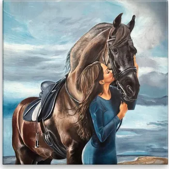 Obraz Obraz na plátně - Polibek pro koně - 40x40 cm - CZ výroba