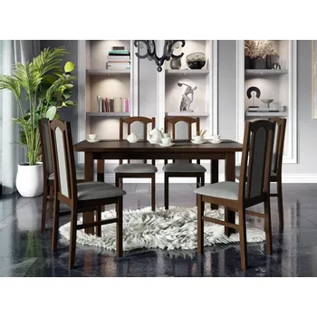 Jídelní stůl Rozkládací jídelní stůl se 6 židlemi AL06, Barva dřeva: ořech-L, Potah: Hygge D91 MIRJAN 5903211267024