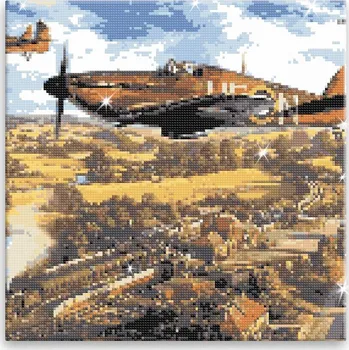 Diamantové malování Diamantové malování - Válečné letadlo - 40x40 cm, bez dřevěného rámu - CZ výroba