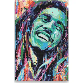 Diamantové malování Diamantové malování - Bob Marley v barvách - 40x60 cm, bez dřevěného rámu - CZ výroba