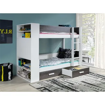 Ložnice Patrová postel Rebiko 80, Strana: pravá, Barva: bílá + zebrano MIRJAN 5903211104343