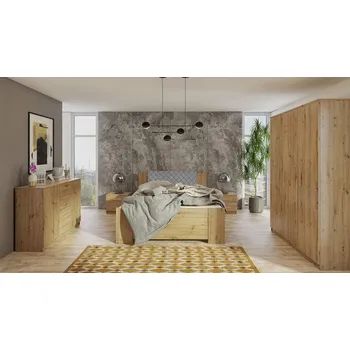 Postel Ložnice Kler XII, Barva: dub artisan / dub artisan + ekokůže Soft Pik 029 MIRJAN 5902928943115