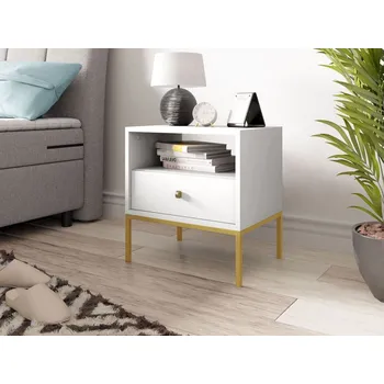 Noční stolek Noční stolek Tonkor Gold TS54, Barva: bílá MIRJAN 5903211275784