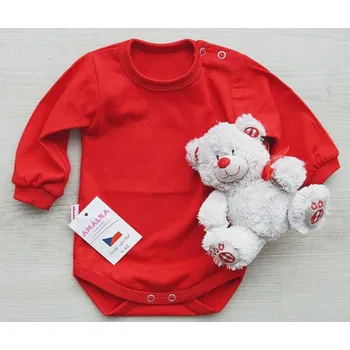 Kojenecké oblečení AMÁLKA Bavlněné červené body, dlouhý rukáv Velikost: 56