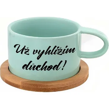 Hrnek makronka - Už vyhlížím důchod Barva hrnečku: Mátová