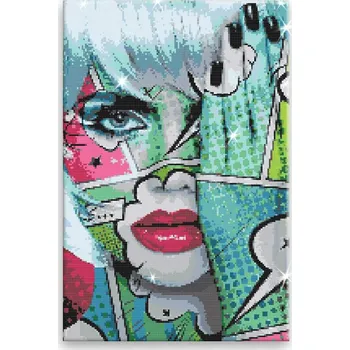 Diamantové malování Diamantové malování - Žena v komiksu - 40x60 cm, bez dřevěného rámu - CZ výroba