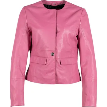 Dámská casual bunda Růžové dámské kožené sako GWReena Pink Velikost S