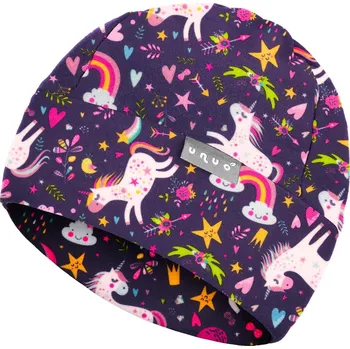 Oblečení a móda UNUO DĚTSKÁ ČEPICE FLEECOVÁ NESPADENÁ JEDNOROŽCI Velikost: M-3-6 let, Vzor: S jednorožcem