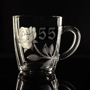 Sklenice Hrníček 300ml, k 55 narozeninám - ručně ryté (broušené), dárková krabička