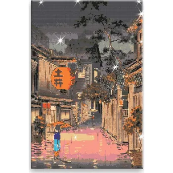 Diamantové malování Diamantové malování - Japonský podvečer - 40x60 cm, bez dřevěného rámu - CZ výroba