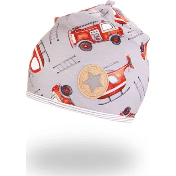 Čepice Little Angel Čepice podšitá Outlast® - šedá hasiči/pruh bílošedý melír Velikost čepic: 3 | 42-44 cm