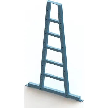 Dílenský regál CORYNOR Modul průmyslového regálu na hutní materiál – boční nosná konstrukce oboustranná