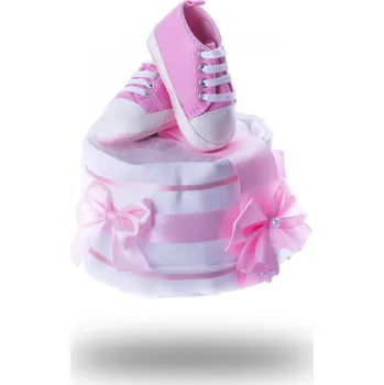 plenkový dort Dárek čerstvě narozenému miminku - Plenkovky.cz Jednopatrový plenkový dort mini - růžový 1 1