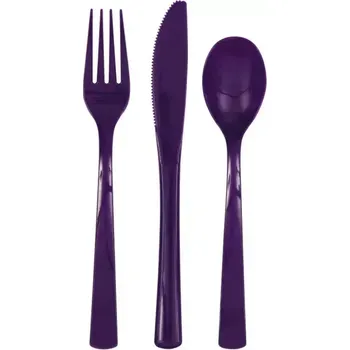Příbor Plastové příbory fialové 18ks