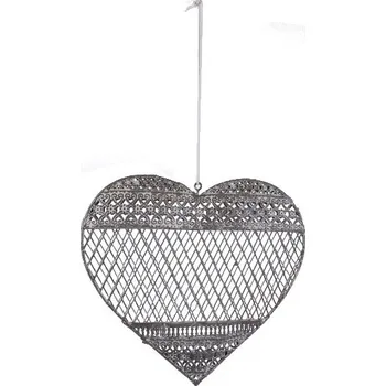 Bytová dekorace Srdce závěsné 3D, šedé, 19,5 x 17,5 x 3 cm|Ego Dekor