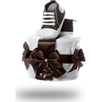 plenkový dort Dárek pro narozené miminko - Plenkovky.cz Jednopatrový plenkový dort mini - hnědý 1 1