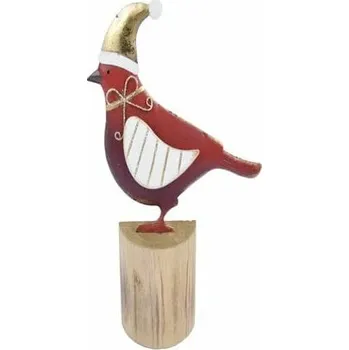 Bytová dekorace Dekorace ptáček na podstavci, červená/zlatá, 17,5x22,5x4,5cm, ks|Ego Dekor