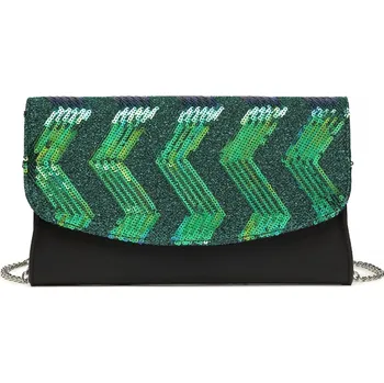 Kabelka Miss Lulu večerní dámská kabelka psaníčko s flitry LP2311 - černo zelená