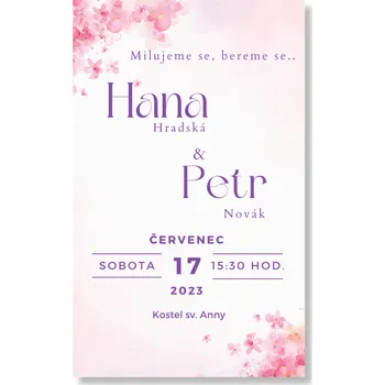 Party nádobí Personal Oznámení - Růžové květiny Zvolte množství: od 11 ks do 30 ks