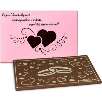 Čokoláda Čokoládovna Troubelice Čokoláda SVATBA - růžová srdíčka , 120g Varianta: mléčná 51%