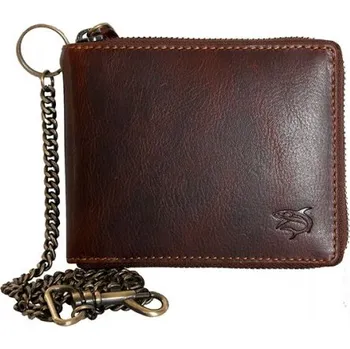 Peněženka Kožená peněženka se žralokem dokola na kovový zip s řetízkem