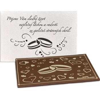 Čokoláda Čokoládovna Troubelice Čokoláda SVATBA - perleť bílá prstýnky, 120g Varianta: mléčná 51%