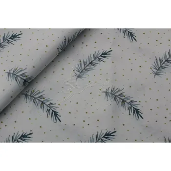 Modřínové větvičky - bavlněné plátno, šíře 155cm - digitální tisk